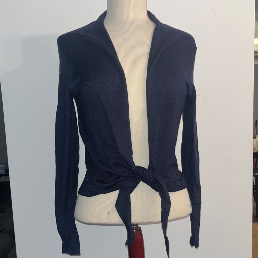 CHARLIE B Navy Tie-Front Cardigan